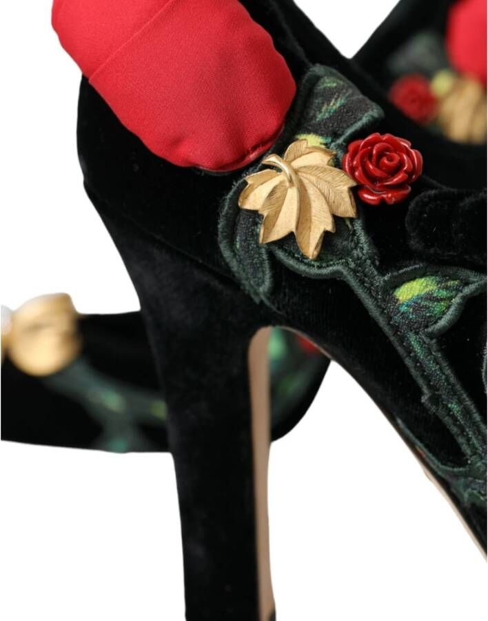 Dolce & Gabbana Zwarte Rozen Kristal Mary Jane Schoenen Black Dames