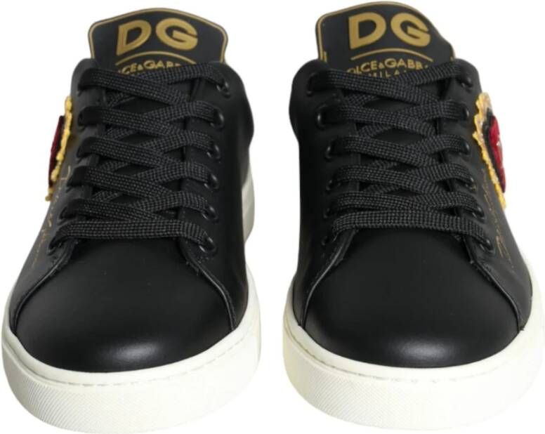 Dolce & Gabbana Zwarte Sacred Heart Studded Sneakers Black Dames