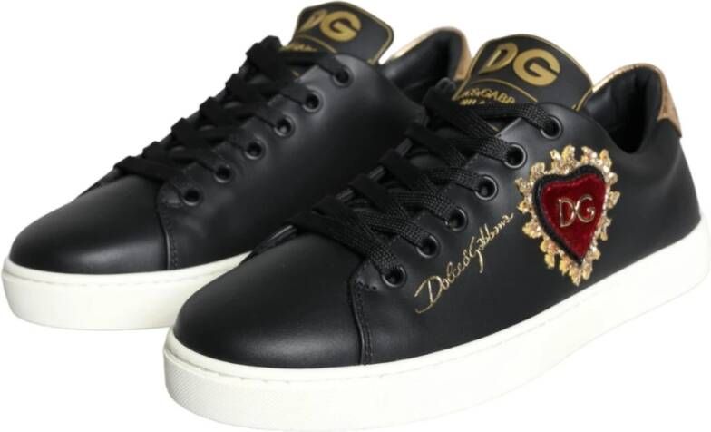 Dolce & Gabbana Zwarte Sacred Heart Studded Sneakers Black Dames