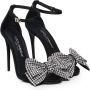 Dolce & Gabbana Zwarte Satijnen Enkelband Sandalen met Strik van Strass Black Dames - Thumbnail 2