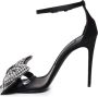 Dolce & Gabbana Zwarte Satijnen Enkelband Sandalen met Strik van Strass Black Dames - Thumbnail 4