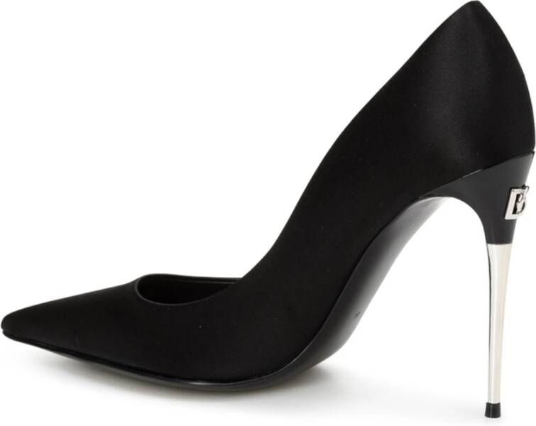 Dolce & Gabbana Zwarte Satijnen Pumps met Puntige Neus Black Dames