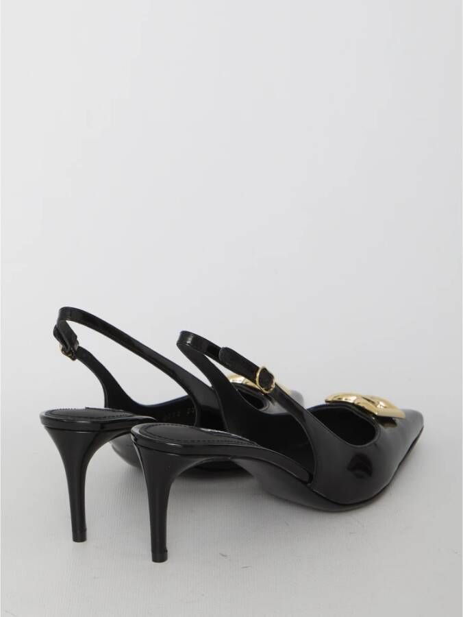 Dolce & Gabbana Zwarte slingback pumps met goud DG logo Black Dames