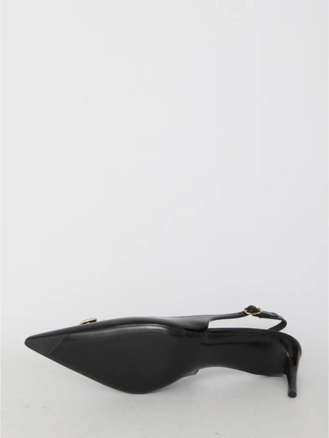 Dolce & Gabbana Zwarte slingback pumps met goud DG logo Black Dames