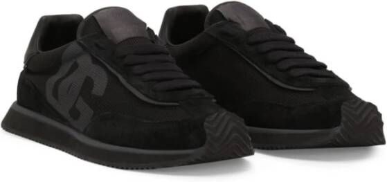 Dolce & Gabbana Zwarte Sneakers met Logoed Tongue Black Heren