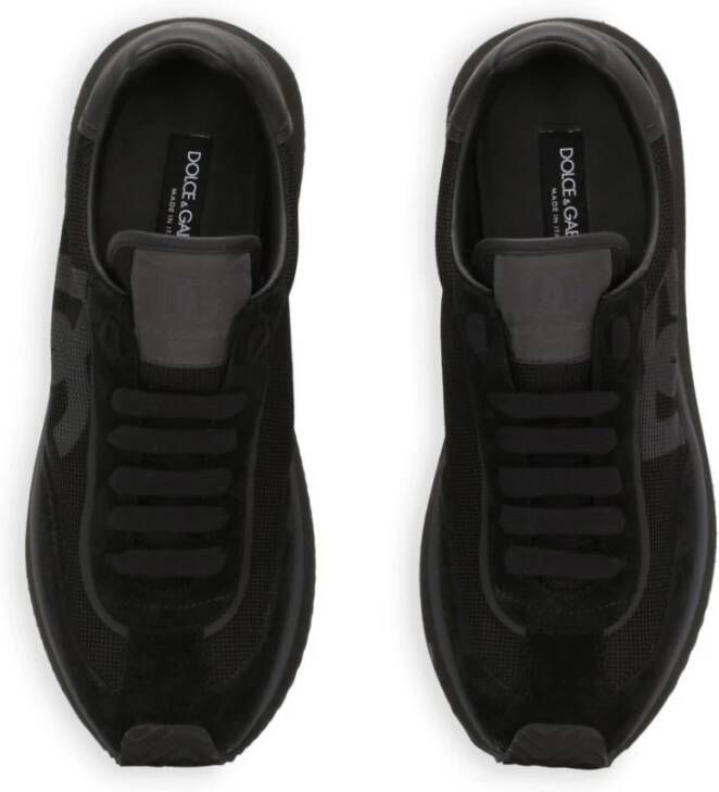 Dolce & Gabbana Zwarte Sneakers met Logoed Tongue Black Heren