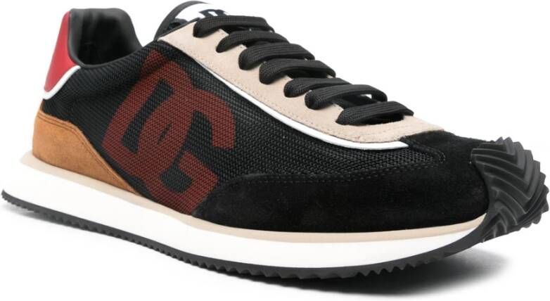 Dolce & Gabbana Zwarte Sneakers met Logoed Tongue Multicolor Heren