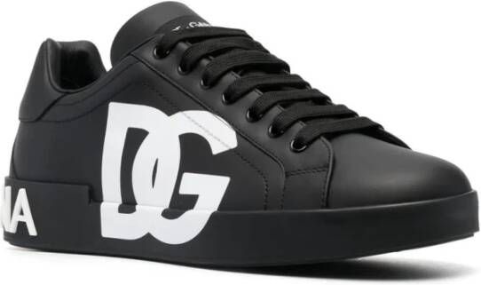 Dolce & Gabbana Zwarte Sneakers Stijlvol Logo Print Black Heren