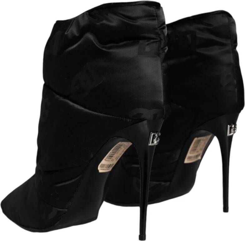 Dolce & Gabbana Zwarte Stiletto Enkellaarzen Leren Zool Black Dames