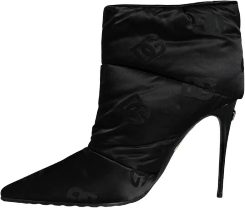 Dolce & Gabbana Zwarte Stiletto Enkellaarzen Leren Zool Black Dames