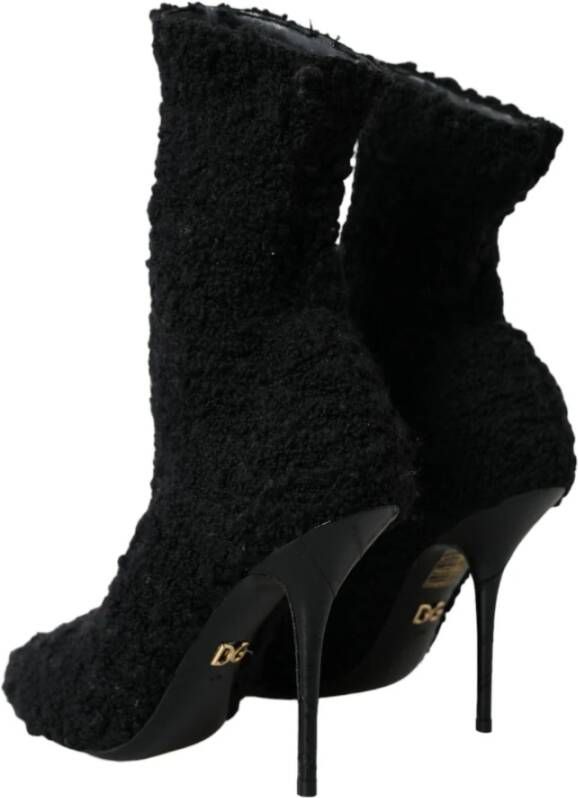 Dolce & Gabbana Zwarte Stiletto Hak Mid Calf Laarzen Black Dames