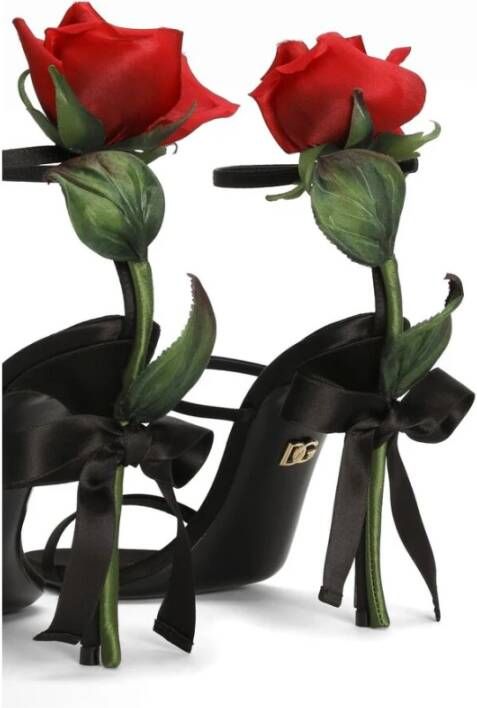 Dolce & Gabbana Zwarte Stiletto Hak Schoenen met Strikdetails Black Dames