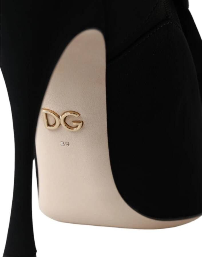 Dolce & Gabbana Zwarte Stiletto Hakken Mid Calf Laarzen Black Dames