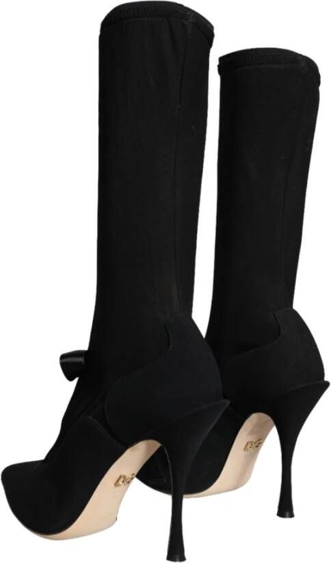 Dolce & Gabbana Zwarte Stiletto Hakken Mid Calf Laarzen Black Dames