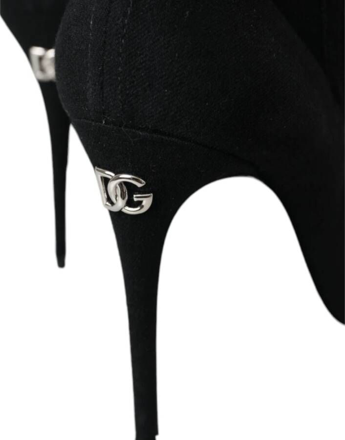 Dolce & Gabbana Zwarte Stiletto Heels Denim Enkellaarsjes Black Dames