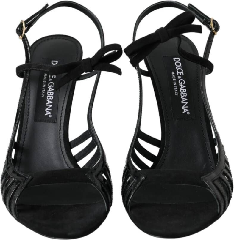 Dolce & Gabbana Zwarte Stiletto Suède Band Sandalen Black Dames