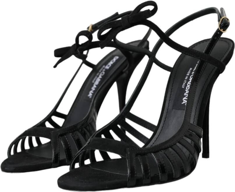 Dolce & Gabbana Zwarte Stiletto Suède Band Sandalen Black Dames