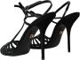 Dolce & Gabbana Zwarte Stiletto Suède Band Sandalen Black Dames - Thumbnail 4