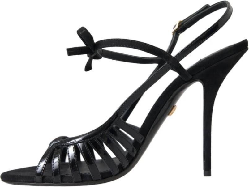 Dolce & Gabbana Zwarte Stiletto Suède Band Sandalen Black Dames