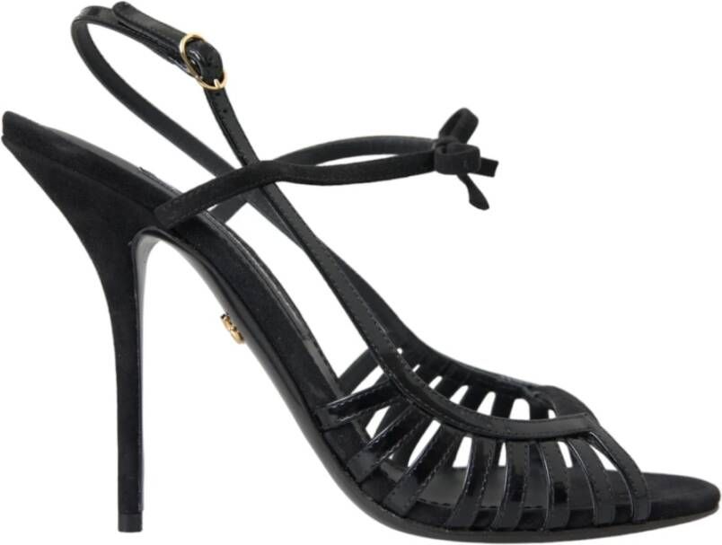 Dolce & Gabbana Zwarte Stiletto Suède Band Sandalen Black Dames