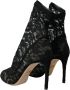 Dolce & Gabbana Zwarte Stretch Kant Laarzen Schoenen Black Dames - Thumbnail 4