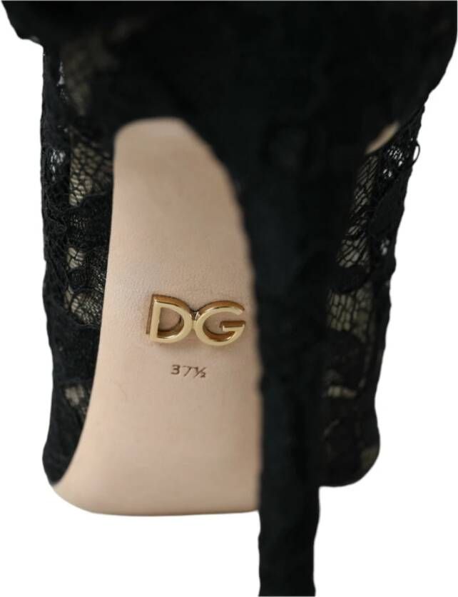 Dolce & Gabbana Zwarte Stretch Kant Laarzen Schoenen Black Dames