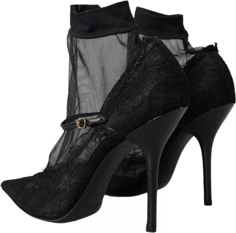 Dolce & Gabbana Zwarte Stretch Laarzen Pumps Schoenen Black Dames