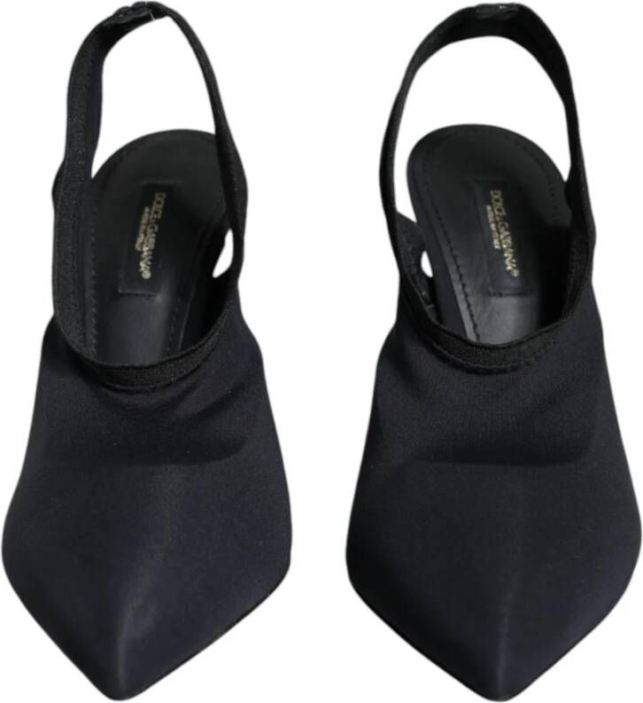 Dolce & Gabbana Zwarte Stretch Slingback Hakken Black Dames