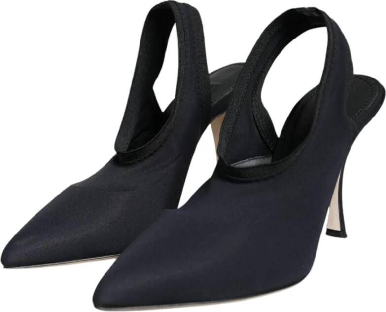 Dolce & Gabbana Zwarte Stretch Slingback Hakken Black Dames