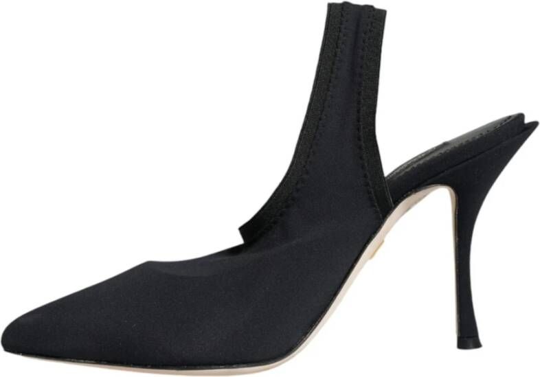 Dolce & Gabbana Zwarte Stretch Slingback Hakken Black Dames