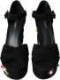 Dolce & Gabbana Zwarte Suède Bloem Hakken Sandalen Black Dames - Thumbnail 8