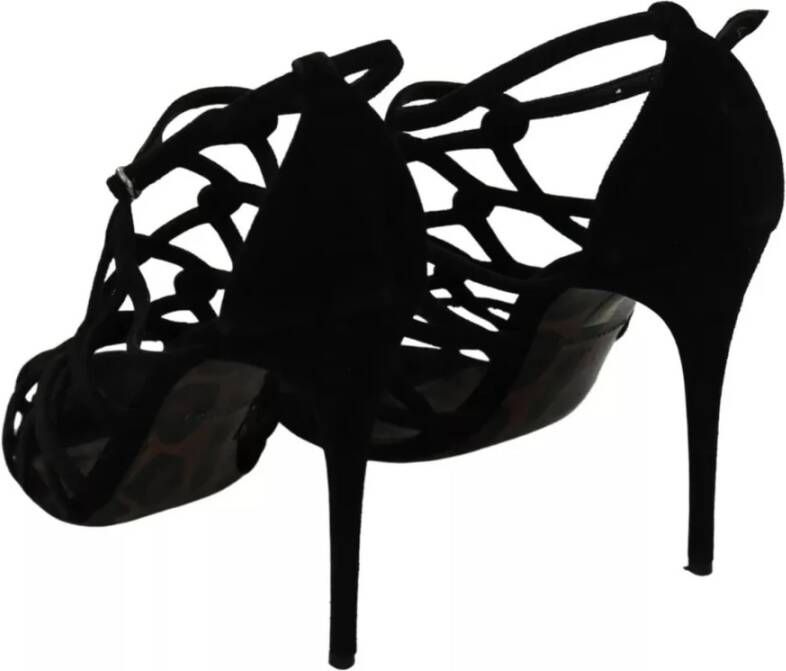 Dolce & Gabbana Zwarte Suède Enkelband Stiletto's Black Dames