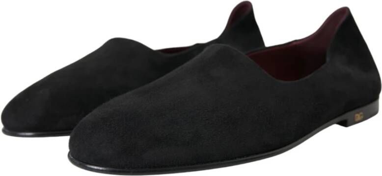 Dolce & Gabbana Zwarte Suède Formele Loafers Black Heren