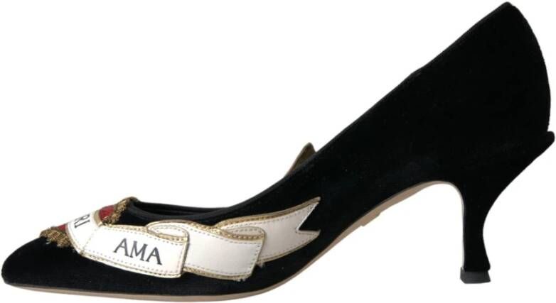 Dolce & Gabbana Zwarte Suède Leren Hakken Pumps Black Dames