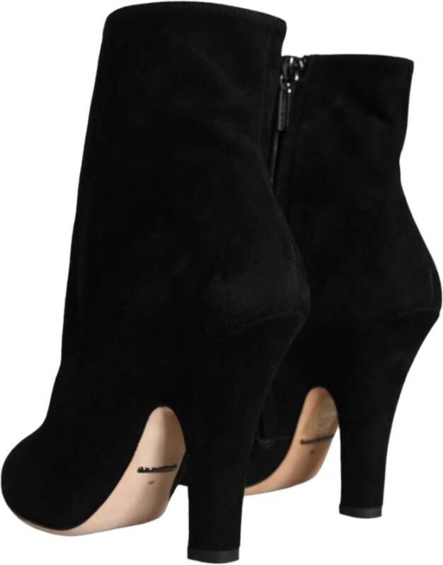 Dolce & Gabbana Zwarte Suède Mid Calf Laarzen Black Dames