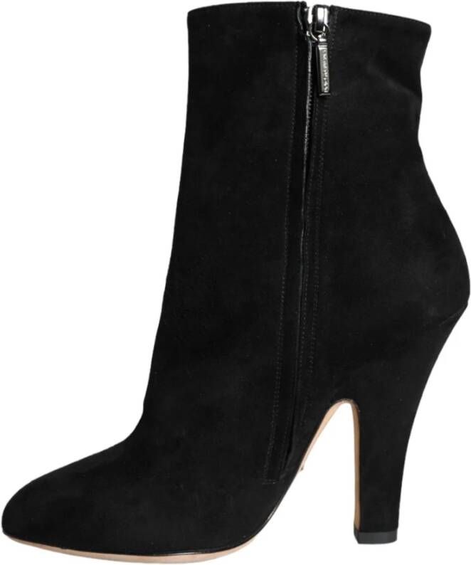 Dolce & Gabbana Zwarte Suède Mid Calf Laarzen Black Dames