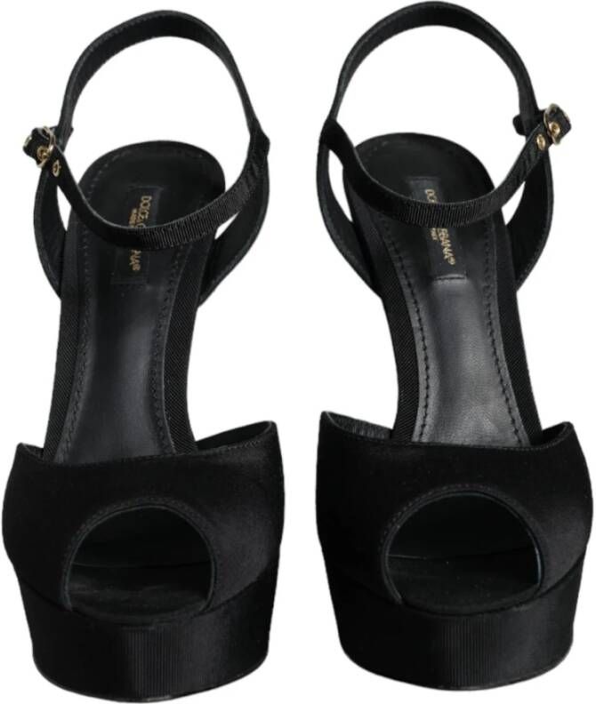 Dolce & Gabbana Zwarte Suède Plateauhakken Sandalen Black Dames