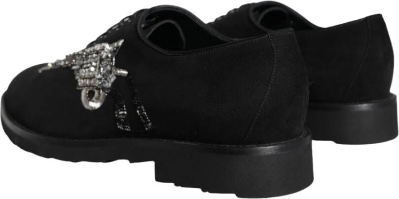 Dolce & Gabbana Zwarte Suède Sicilia Veterschoenen Formele Schoenen Black Heren