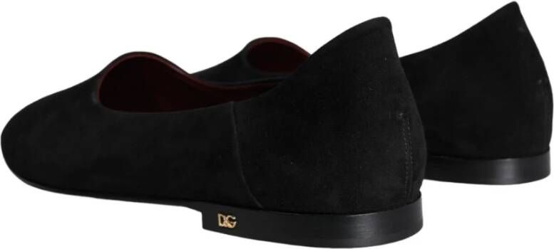 Dolce & Gabbana Zwarte Suède Slip-On Formele Loafers Black Heren