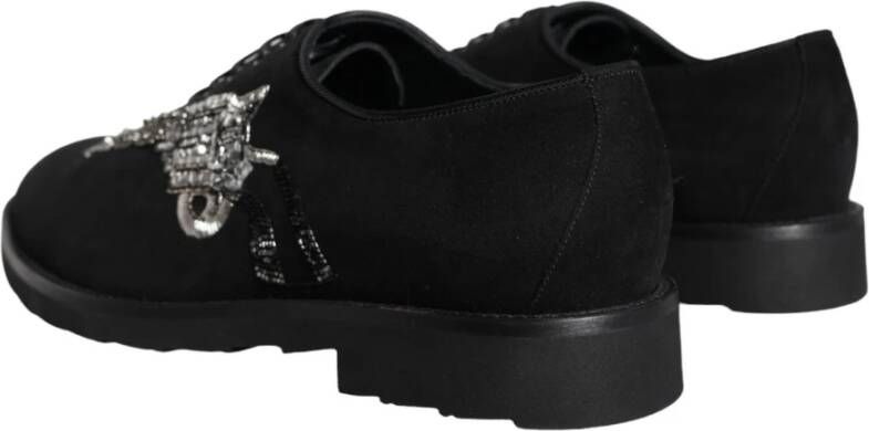 Dolce & Gabbana Zwarte Suède Veterschoenen Black Heren