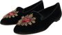 Dolce & Gabbana Zwarte Velvet DG Heart Loafers Flats Black Dames - Thumbnail 3