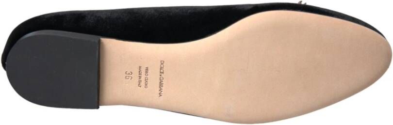 Dolce & Gabbana Zwarte Velvet DG Heart Loafers Flats Black Dames