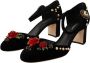 Dolce & Gabbana Zwarte Velvet Enkelband Pumps Black Dames - Thumbnail 3