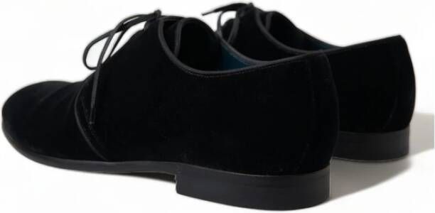 Dolce & Gabbana Zwarte Velvet Veterschoenen Black Heren