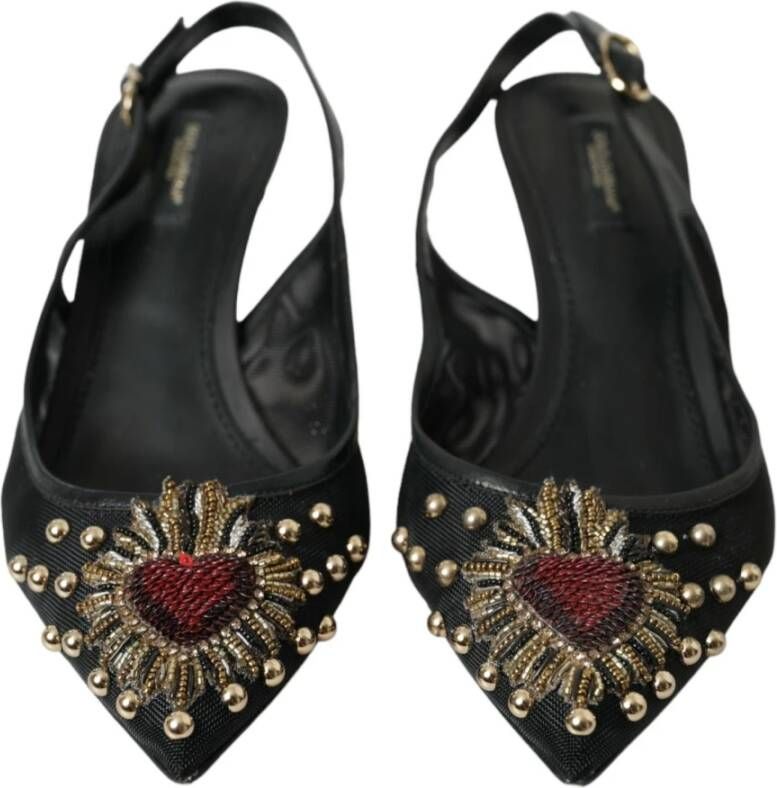 Dolce & Gabbana Zwarte versierde slingback puntige pumps Black Dames