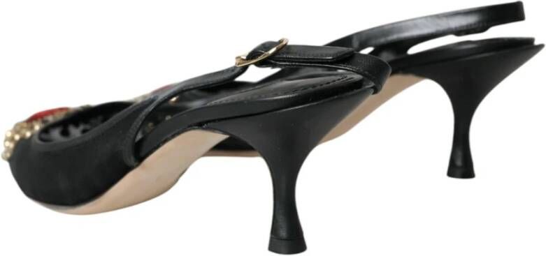 Dolce & Gabbana Zwarte versierde slingback puntige pumps Black Dames