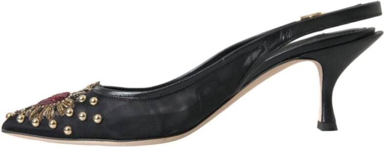 Dolce & Gabbana Zwarte versierde slingback puntige pumps Black Dames