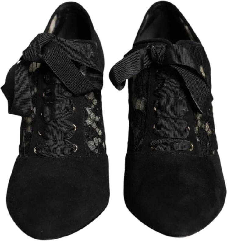 Dolce & Gabbana Zwarte Veterschoenen met Stretchhakken Black Dames