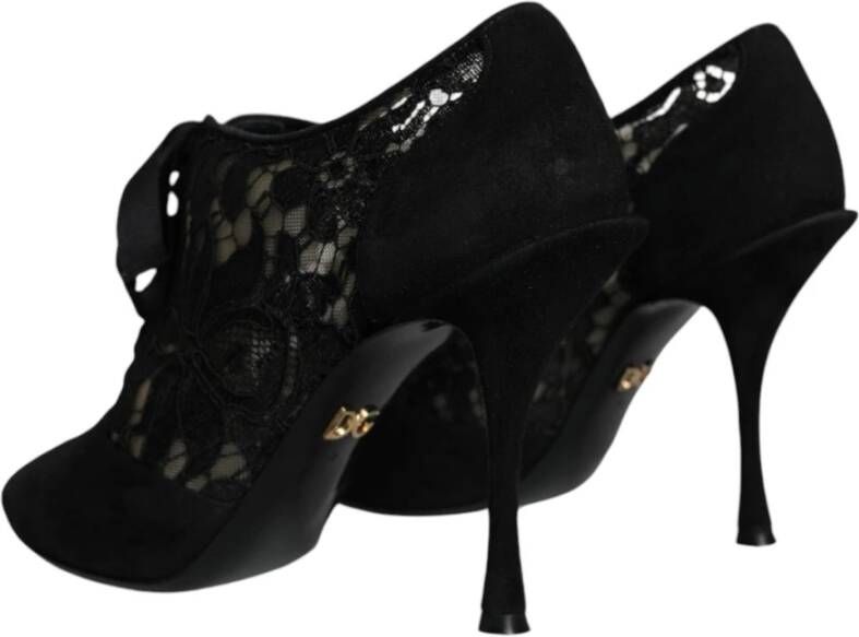 Dolce & Gabbana Zwarte Veterschoenen met Stretchhakken Black Dames