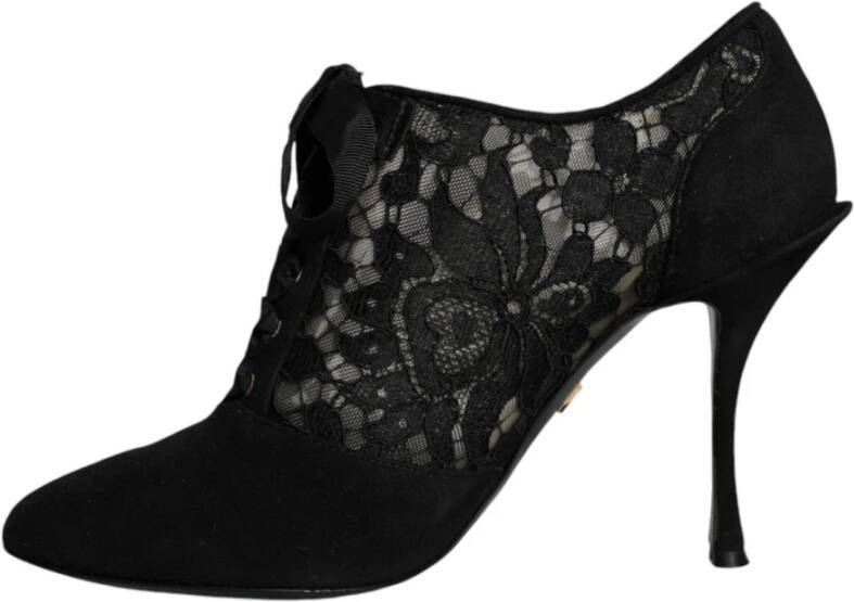 Dolce & Gabbana Zwarte Veterschoenen met Stretchhakken Black Dames